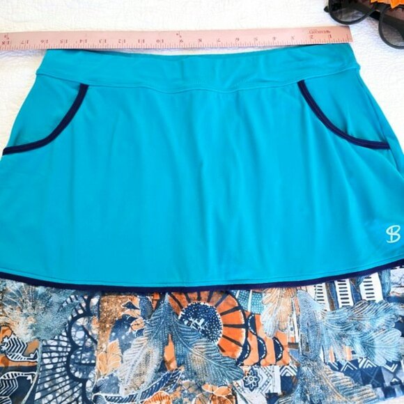 Sofibella Women's Activewear Skirt Skort Size Large Blue Orange Pockets Sporty - Picture 5 of 14